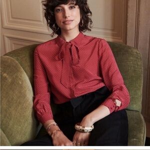 Sezane Red Polka Dot Blouse